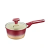 4/5/6 Qt Large Aluminum Sauce Pan, Chrismas Red Gradient and Cream